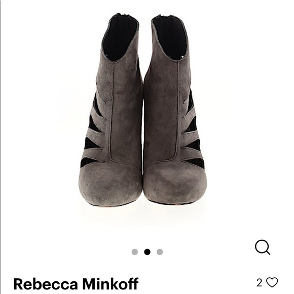 Rebecca Minkoff Acadia Gray Suede Leather Platform Heeled Booties - Picture 9 of 10
